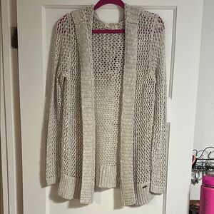 Hollister Cream Open-Front Cardigan Sweater with Chunky Knit